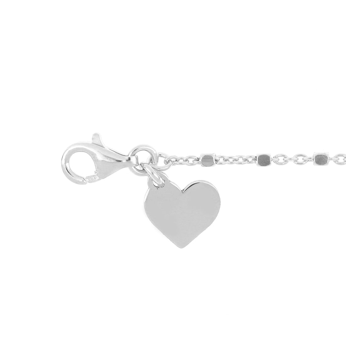 Bracciale da bambina in argento sterling 925, a forma di cuore, nero