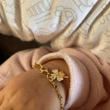 Mother and baby bracelet set with four-leaf clover