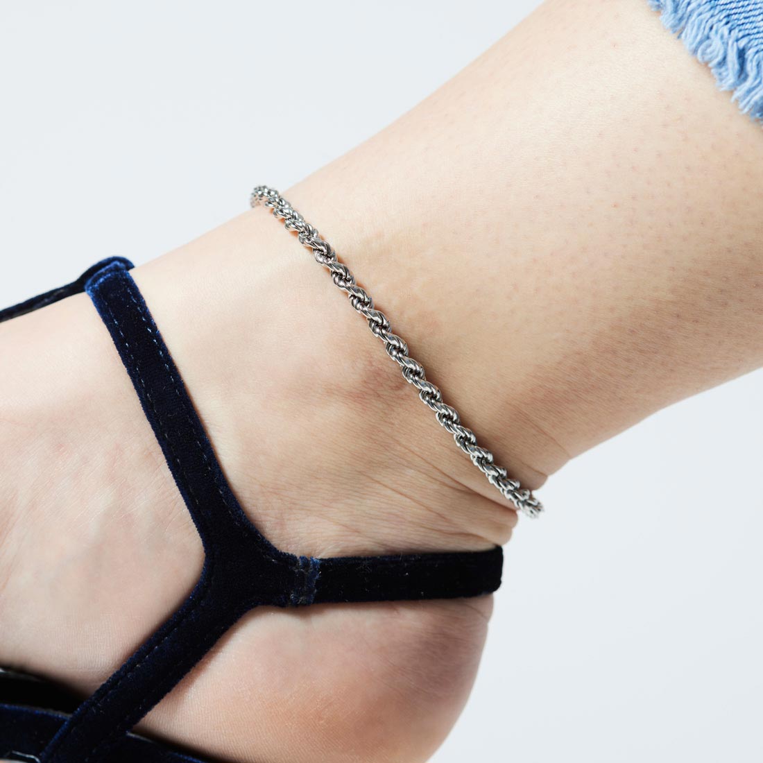 Cavigliera corda in argento zoom