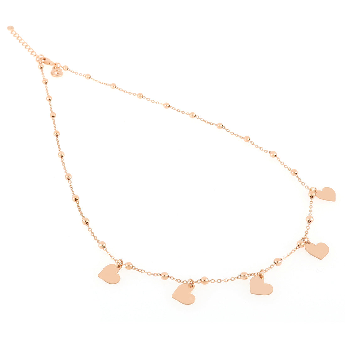 Collana con cuori oro rosa realizzata interamente in argento 925