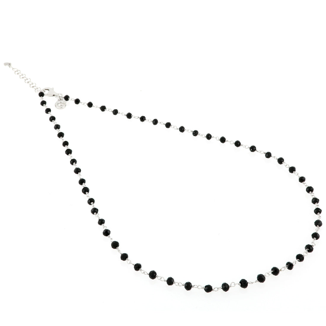 Collana rosario nero semplice in argento 925