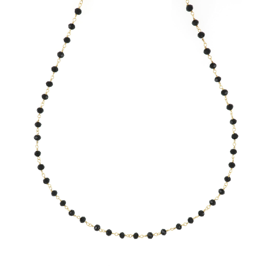 Collana oro con rosario nero semplice