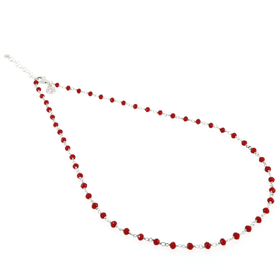 Collana rosario rosso in argento 925