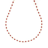 Collana dorata con rosario di perline rosse