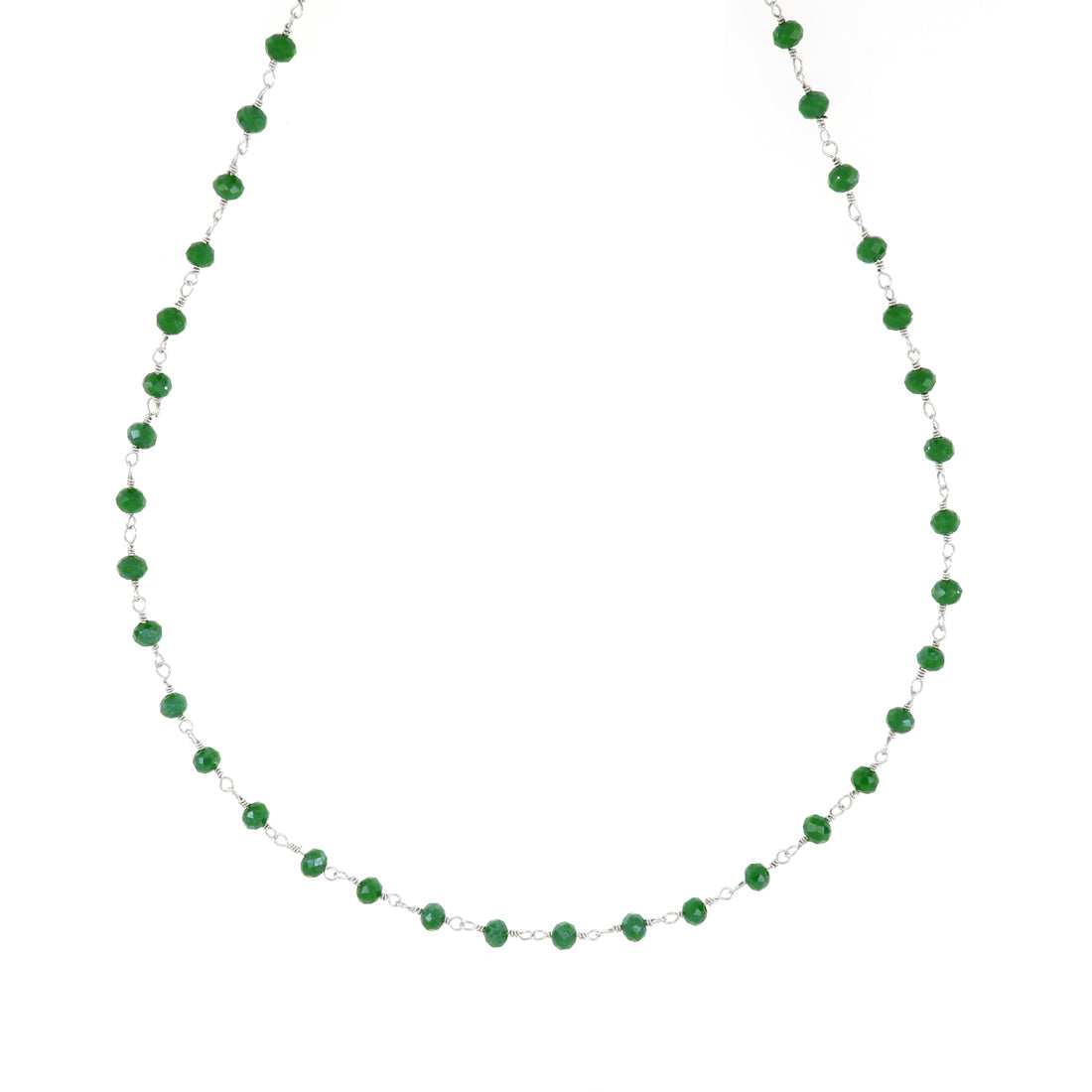 Collana semplice con perline verdi in argento 925