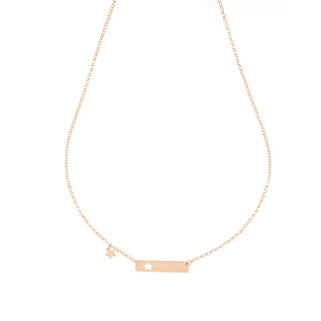 Collana con targa stella in oro rosa