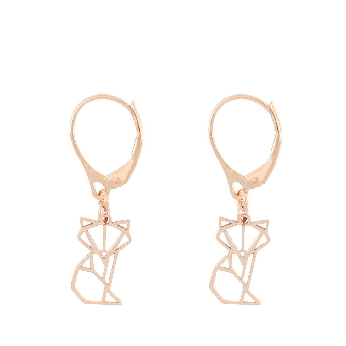 Orecchini con volpe color oro rosa e chiusura a monachella