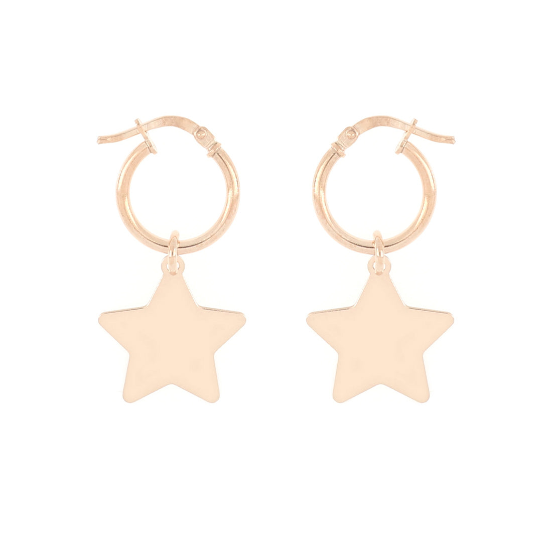Orecchino a cerchio con stella in oro rosa