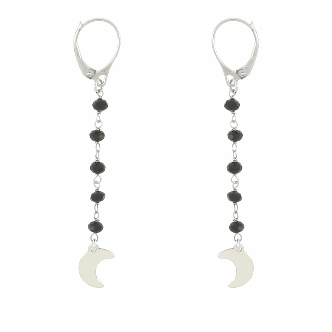 Orecchini con perline nere e luna in argento 925